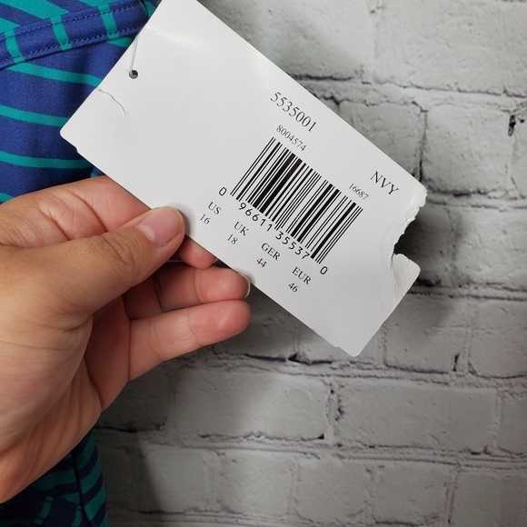 Penbrooke Striped Blue One Piece Plus Swimsuit - Picture 5 of 7